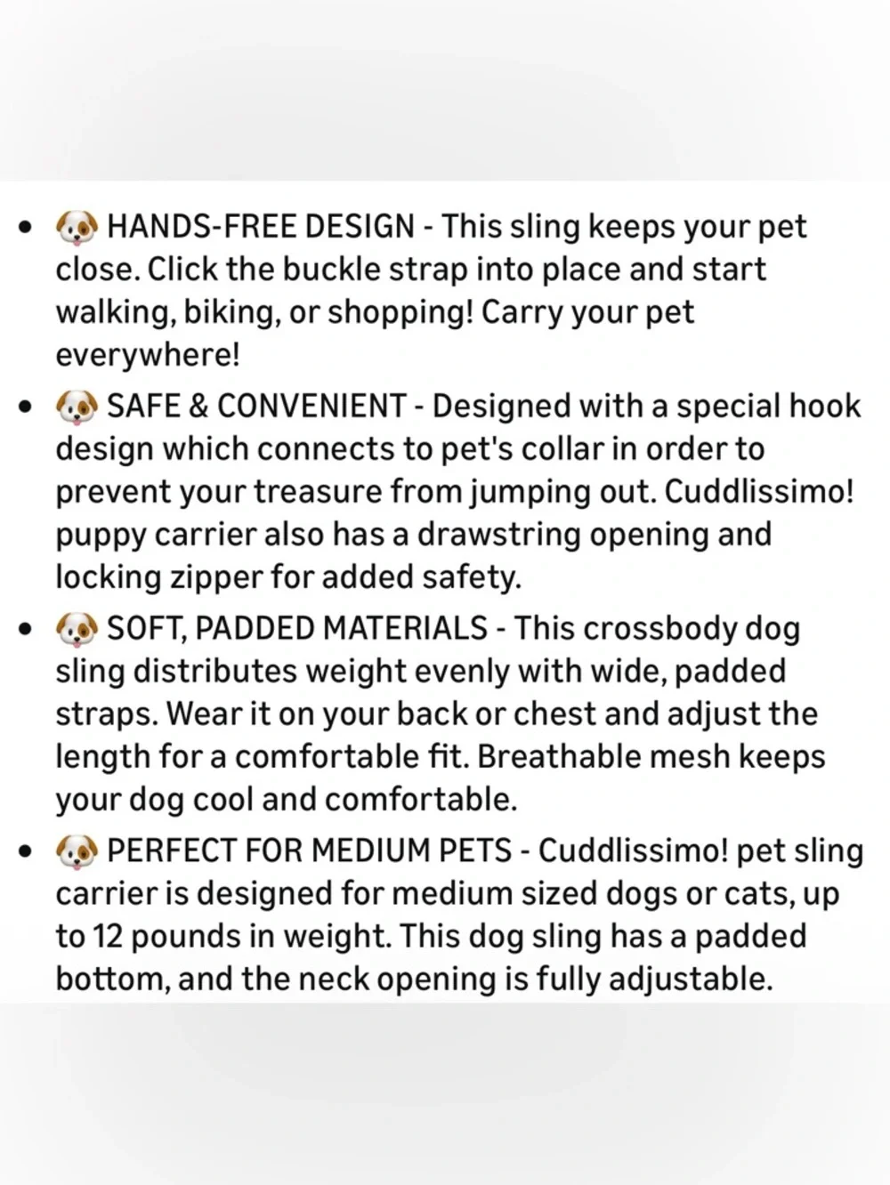 3/$30 Breathable Gray & Black Hands-Free Pet Sling Carrier by Cuddlissimo